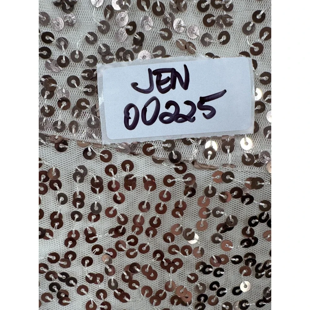 Cat & Jack Sequin Tiered Dress Large 10/12 Rose Gold Sparkly Ruffle Sleeve